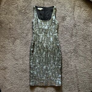 size 2 long metallic gunmetal/pewter Michael Kors dress